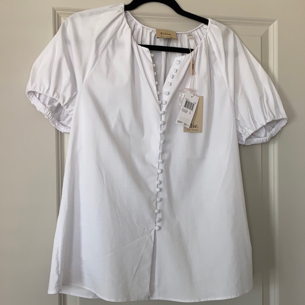 Crisp White Top with Button Detail